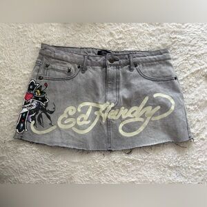 Ed Hardy Cross Denim Mini Skirt